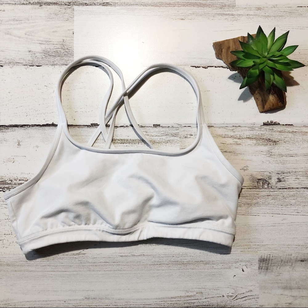 Athleta White Cross-Back Sports Bra